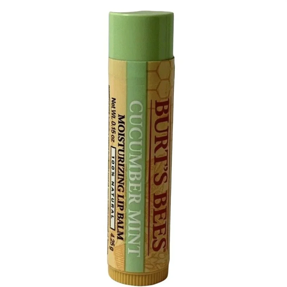 Burts Bees Lip Balm Cucumber Mint Moisturizing Beeswax Sealed Full Size